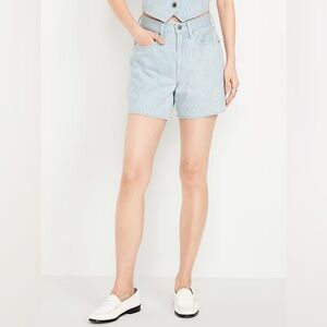 Old Navy High Waisted Light Blue Striped Baggy Shorts